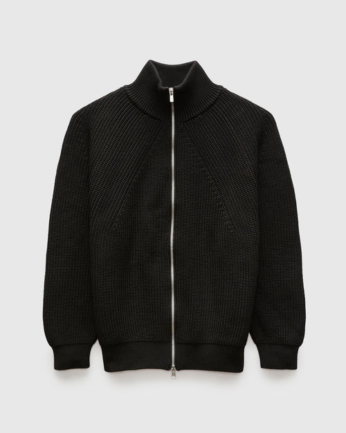 Signature Knit Cotton Drivers Zip in Black