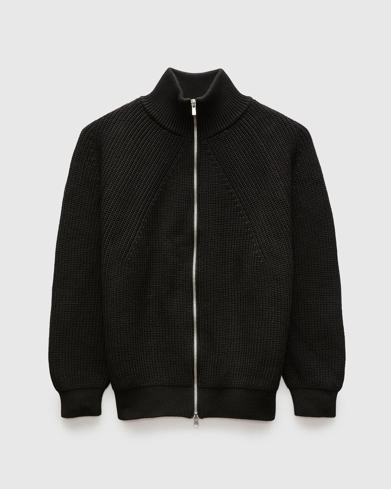 Signature Knit Cotton Drivers Zip in Black