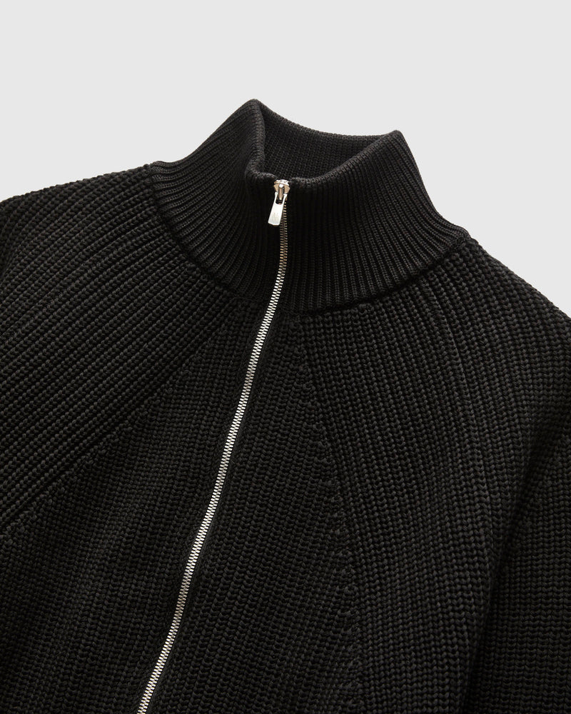 Signature Knit Cotton Drivers Zip in Black