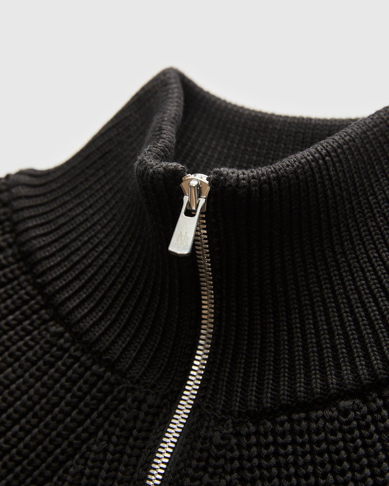 Signature Knit Cotton Drivers Zip in Black