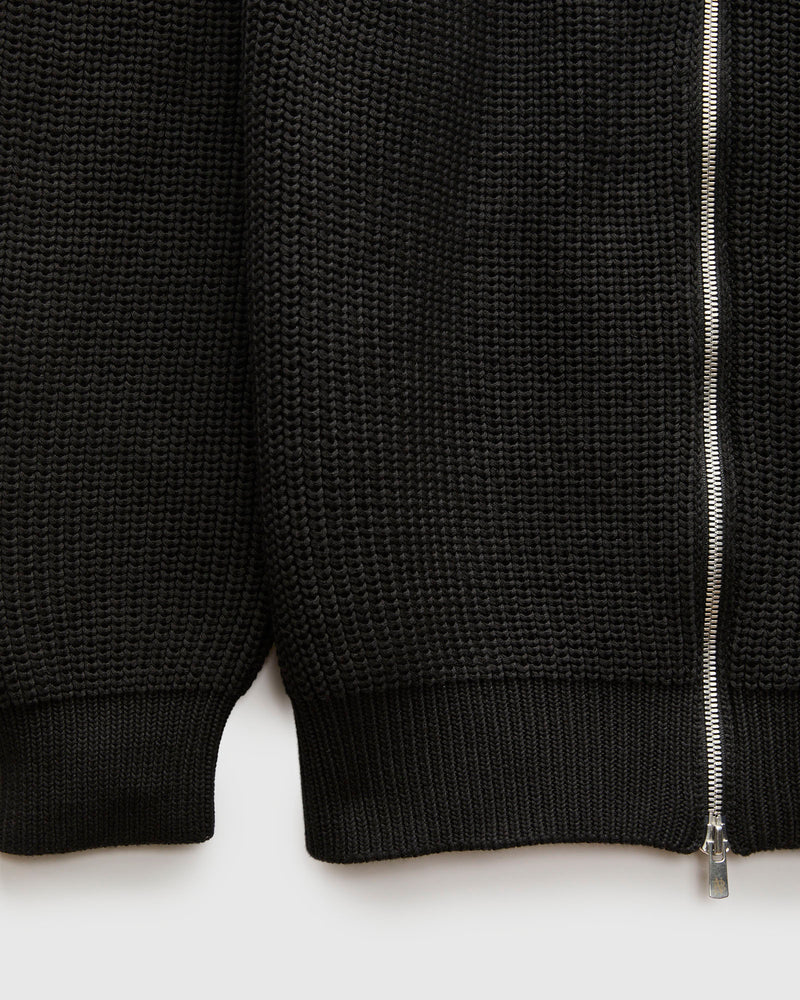 Signature Knit Cotton Drivers Zip in Black