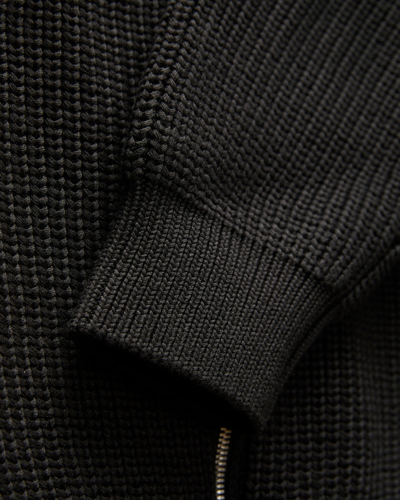 Signature Knit Cotton Drivers Zip in Black