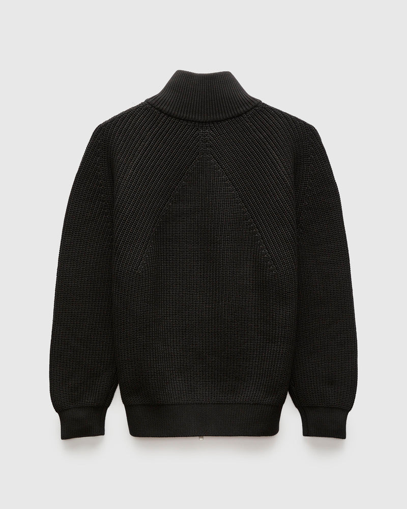Signature Knit Cotton Drivers Zip in Black