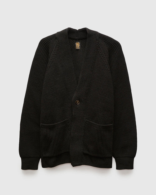 Signature Knit Cotton Cardigan in Black