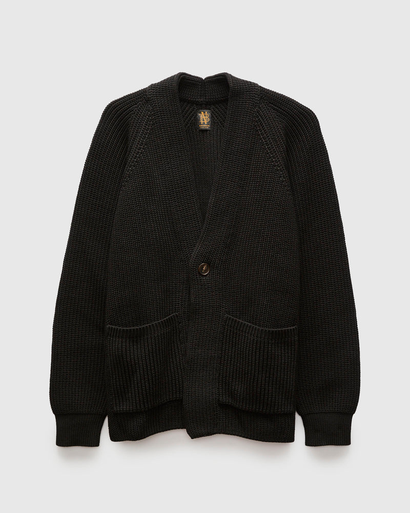 Signature Knit Cotton Cardigan in Black
