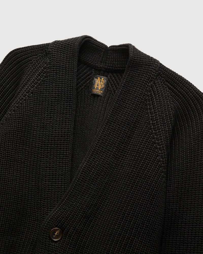 Signature Knit Cotton Cardigan in Black