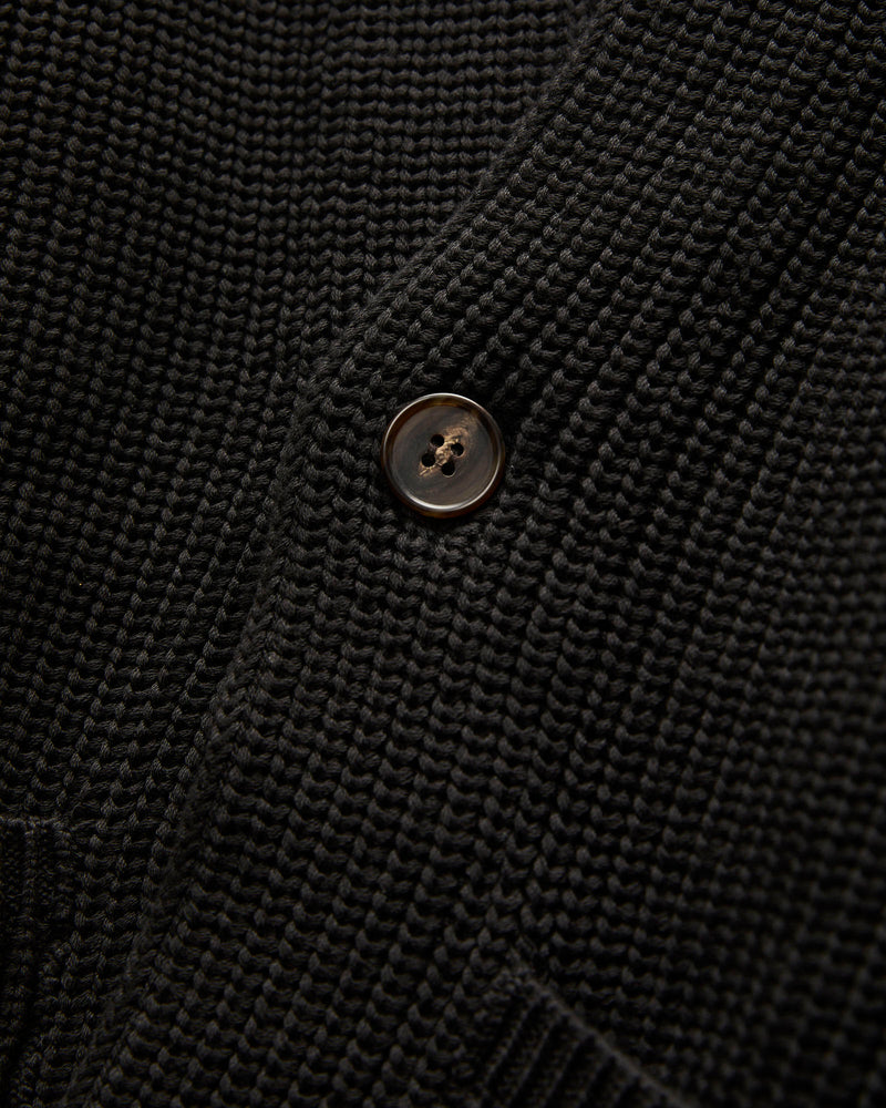 Signature Knit Cotton Cardigan in Black