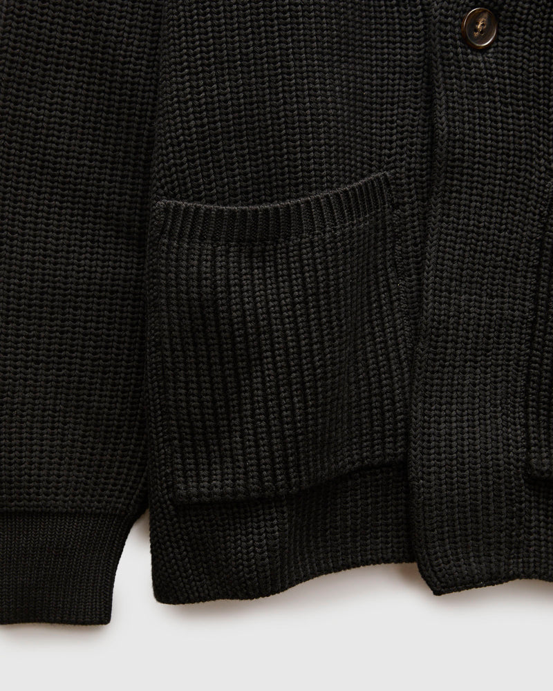 Signature Knit Cotton Cardigan in Black