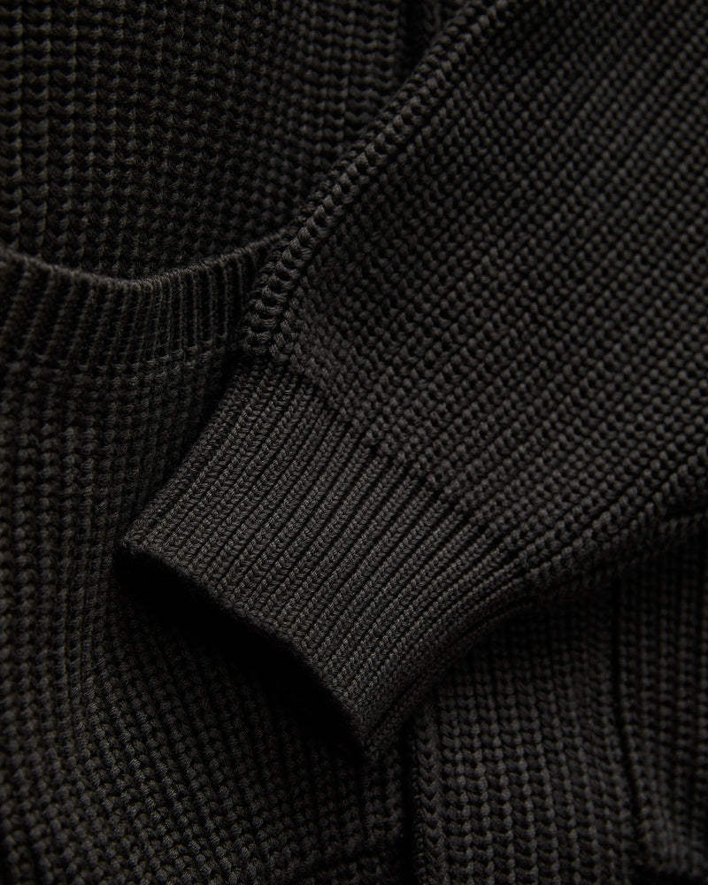 Signature Knit Cotton Cardigan in Black