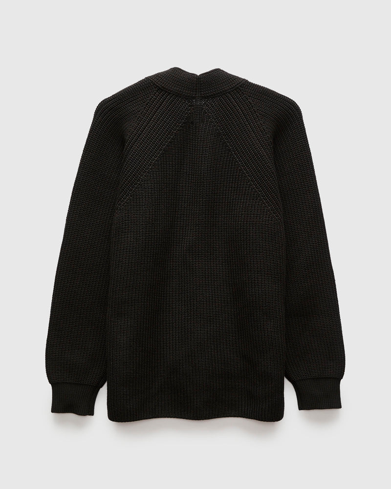 Signature Knit Cotton Cardigan in Black