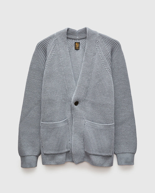 Signature Knit Cotton Cardigan in Greyish Sax