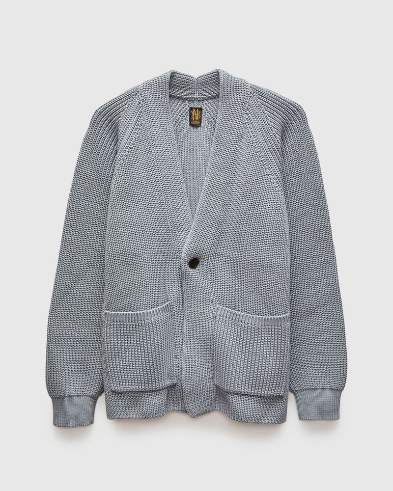 Signature Knit Cotton Cardigan in Greyish Sax