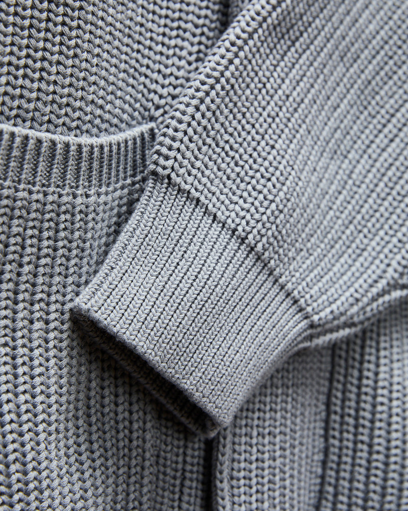 Signature Knit Cotton Cardigan in Greyish Sax