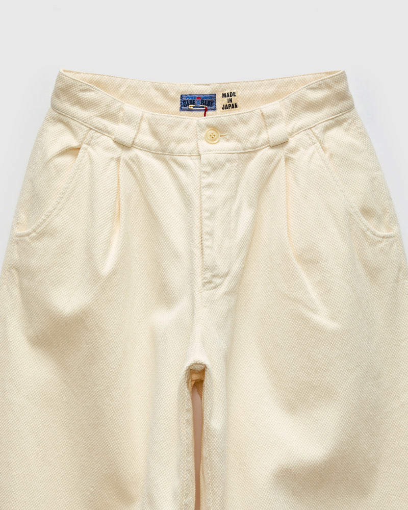 Fine Sashiko Wide Tucked Pants in Natural