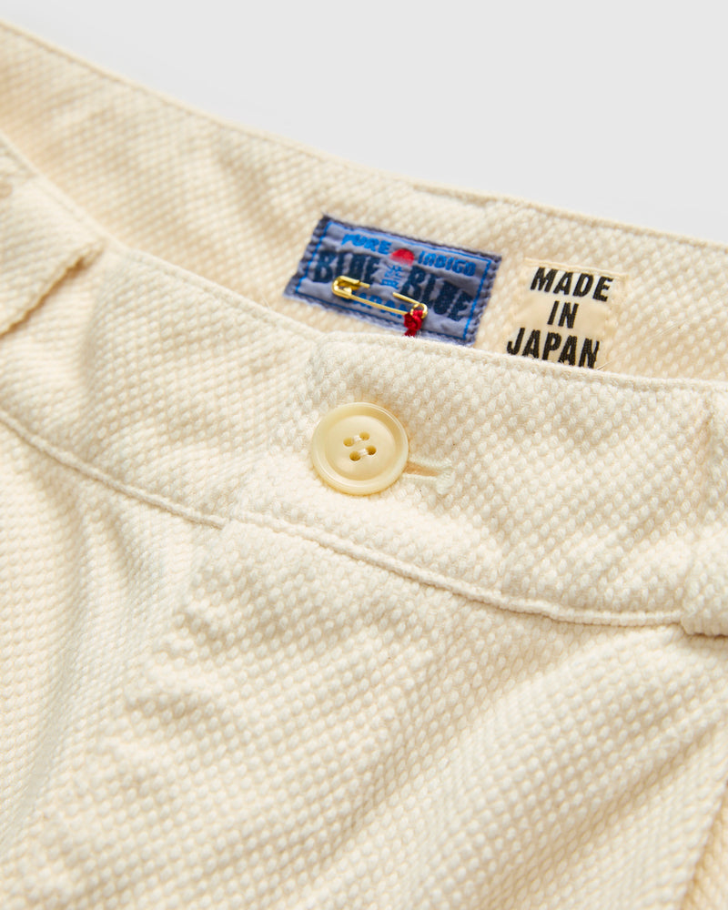 Fine Sashiko Wide Tucked Pants in Natural
