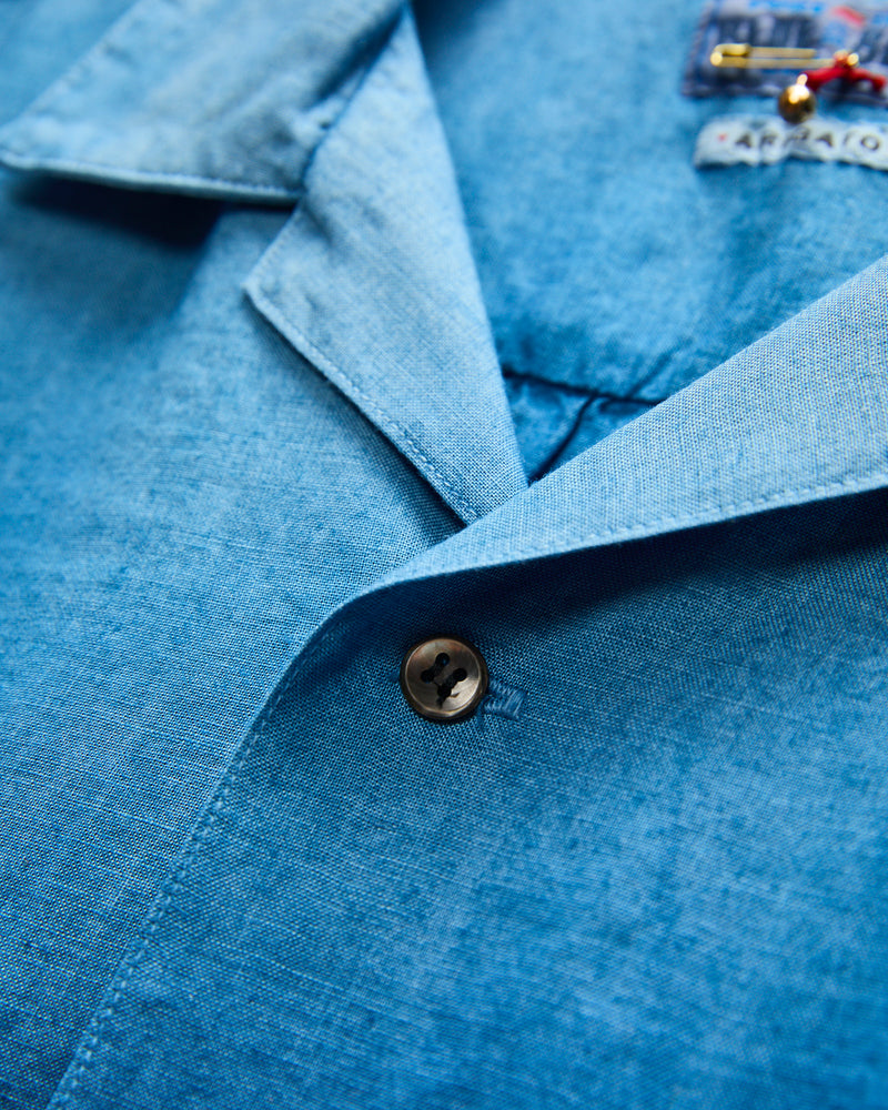 Hand-Dyed Gradation Aloha Shirt in Indigo