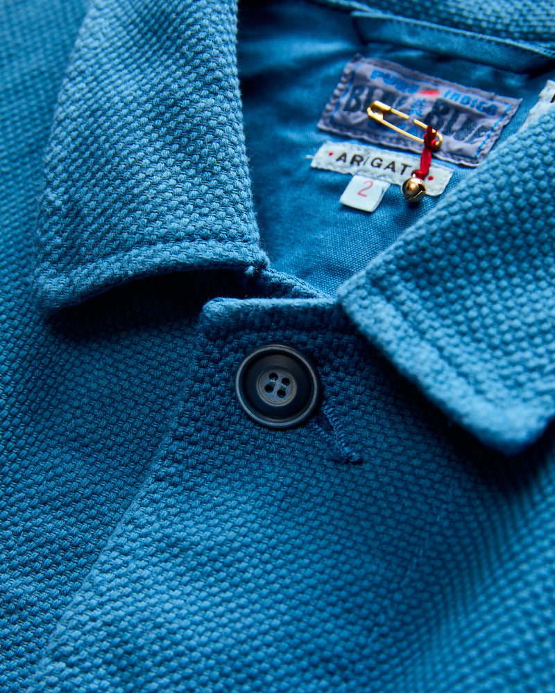 Sashiko Coverall Jacket in Blue Indigo