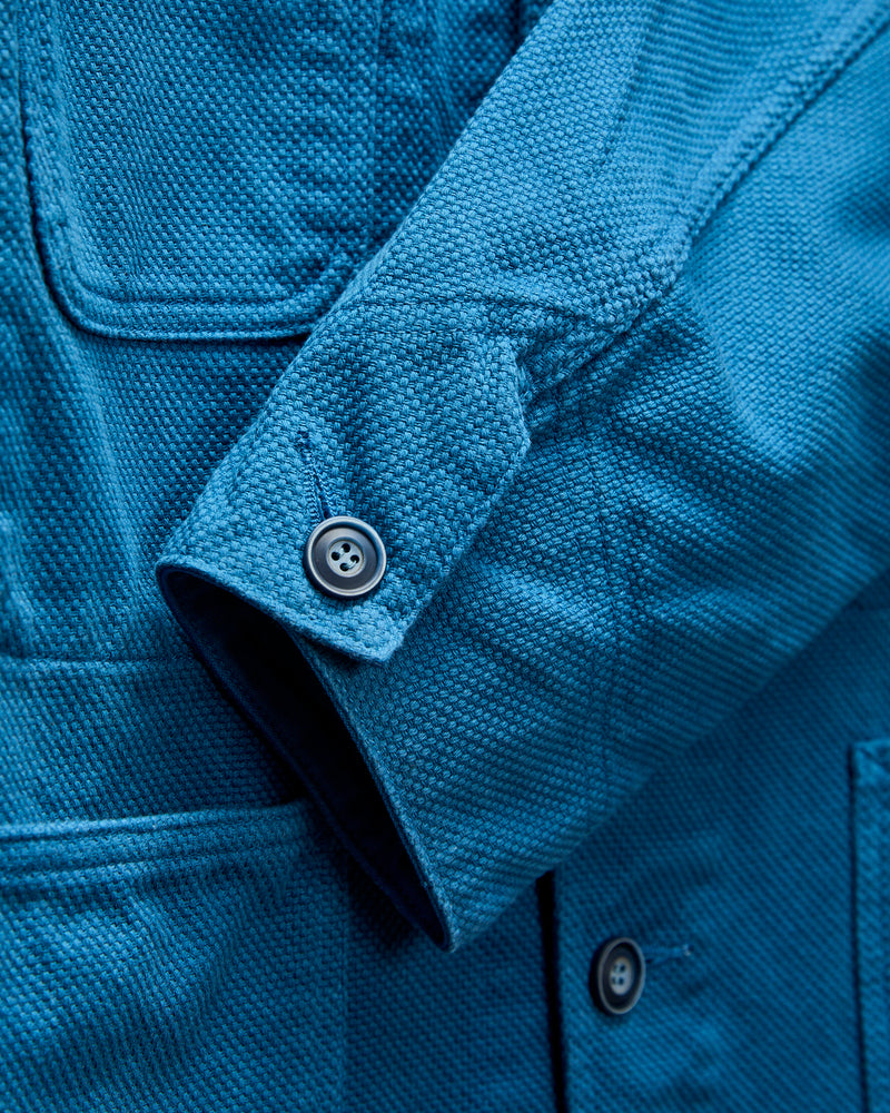 Sashiko Coverall Jacket in Blue Indigo