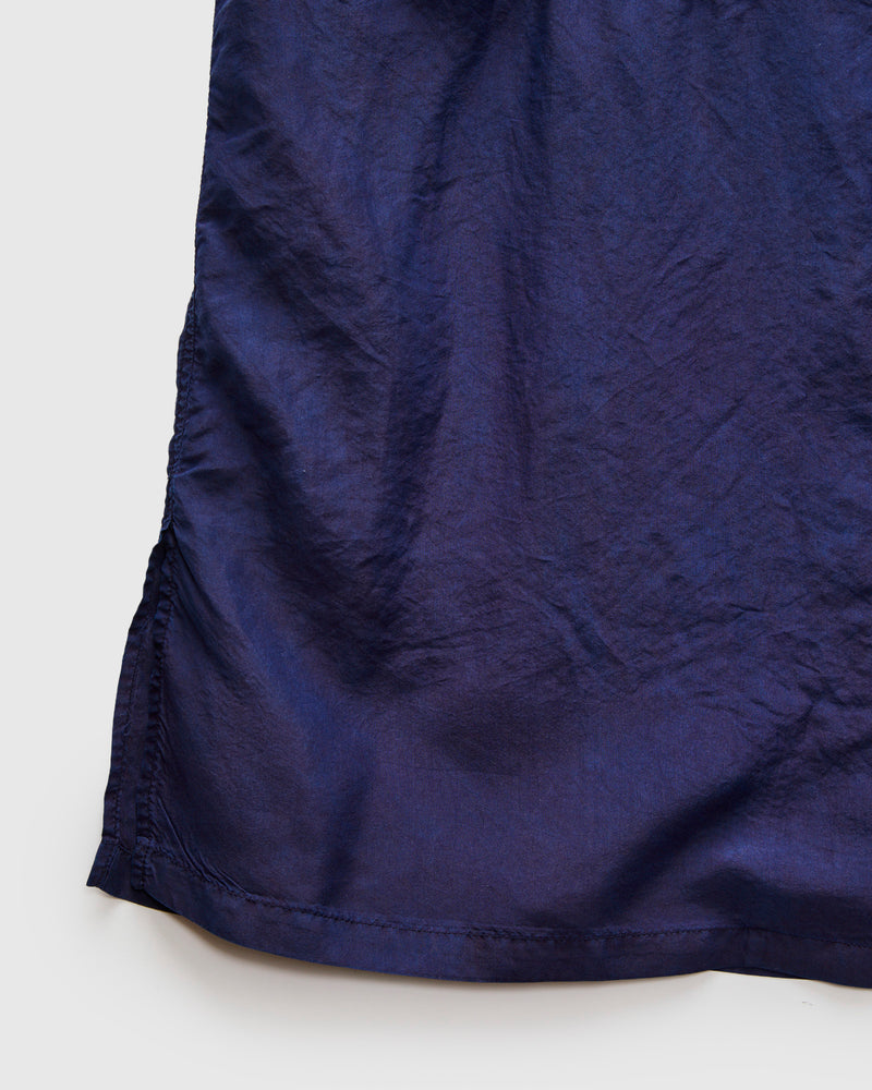 Silk Habutae Short Sleeve Shirt in Pure Dark Indigo