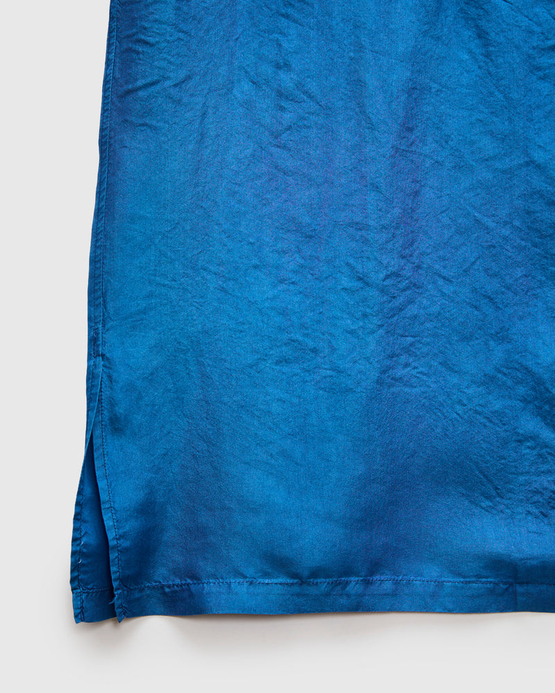 Silk Habutae Short Sleeve Shirt in Pure Light Indigo