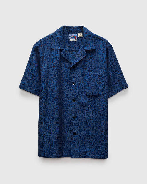 "Mizuhiki Knot" Aloha Shirt in Indigo