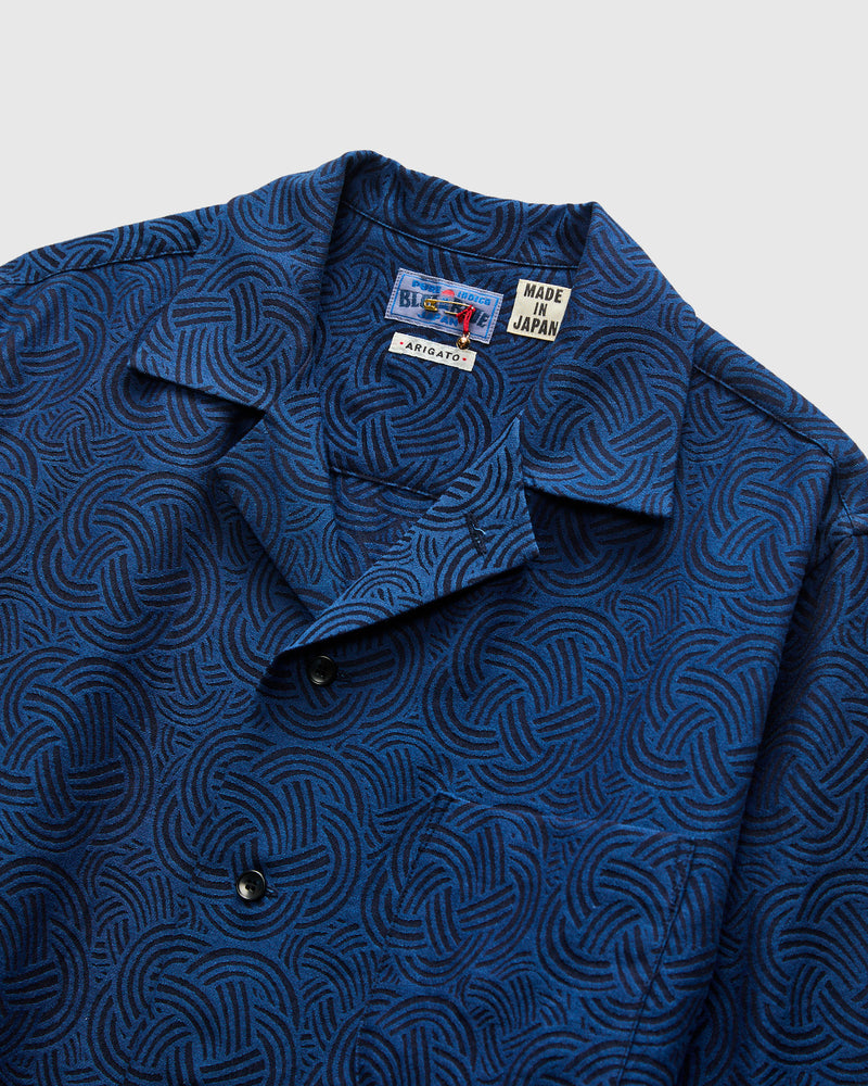"Mizuhiki Knot" Aloha Shirt in Indigo