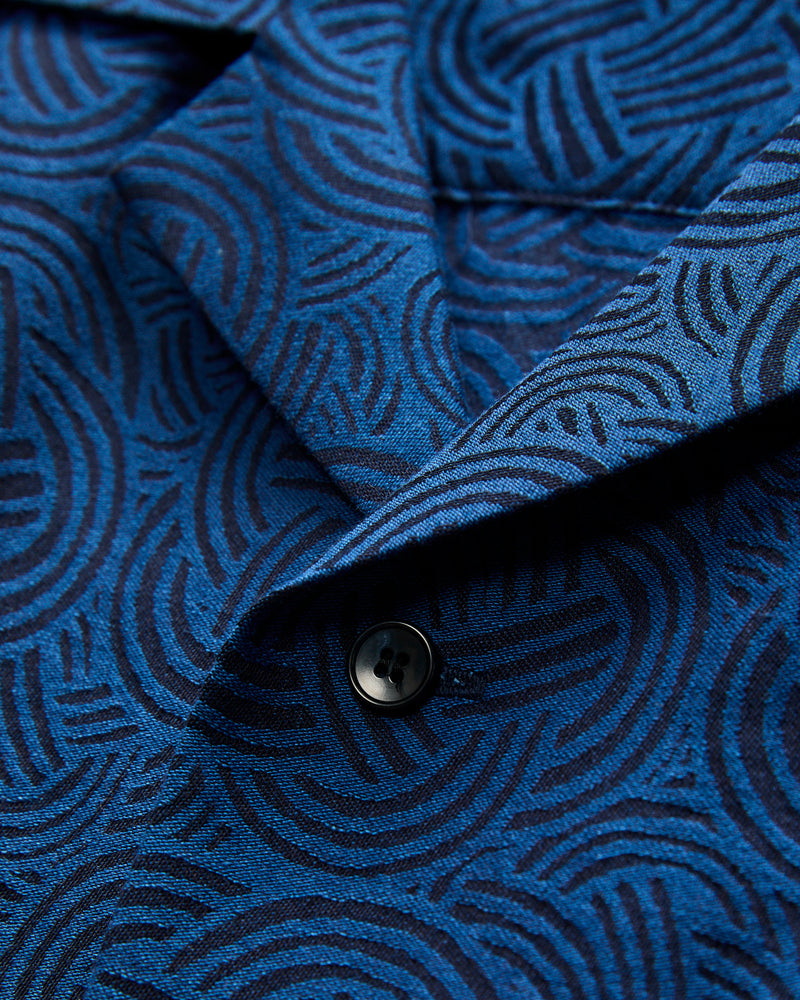 "Mizuhiki Knot" Aloha Shirt in Indigo