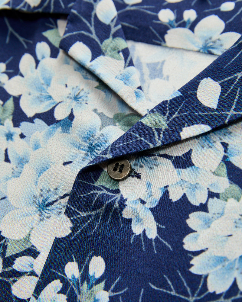 "Sakura Kaza" Aloha Shirt in Dark Navy