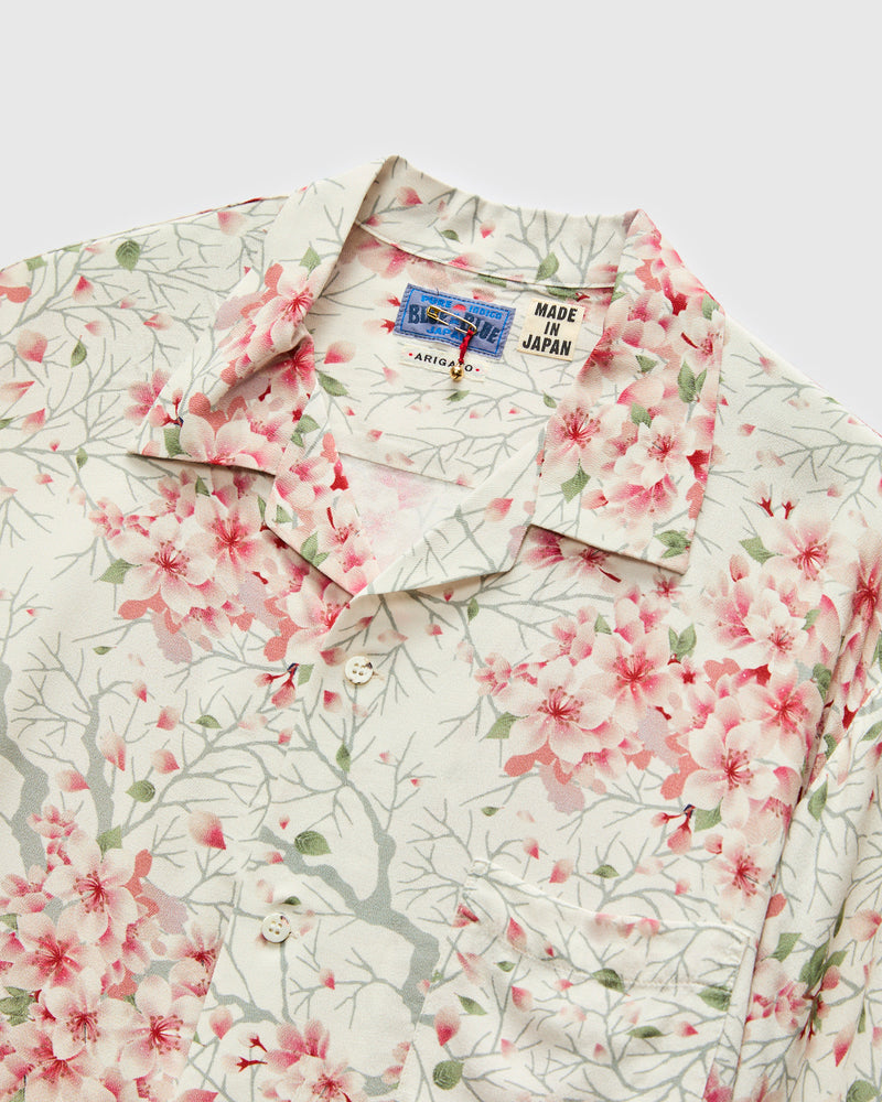 "Sakura Kaza" Aloha Shirt in White