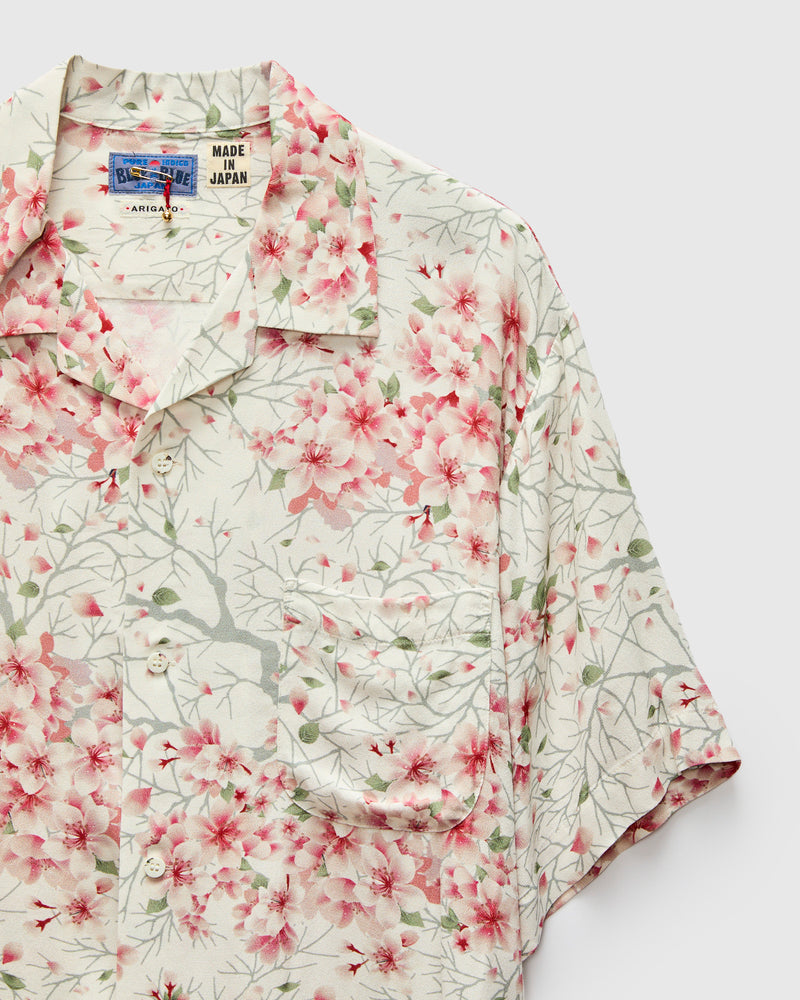 "Sakura Kaza" Aloha Shirt in White