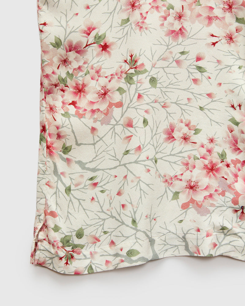 "Sakura Kaza" Aloha Shirt in White