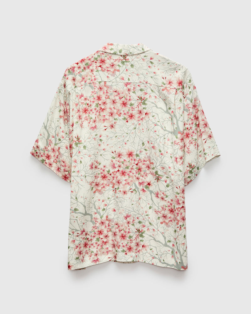 "Sakura Kaza" Aloha Shirt in White