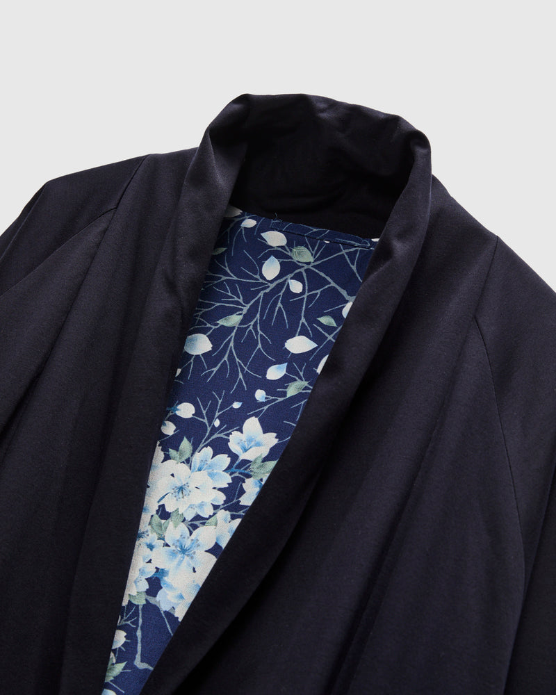"Sakura Kaza" Reversible Knit Haori in Dark Navy