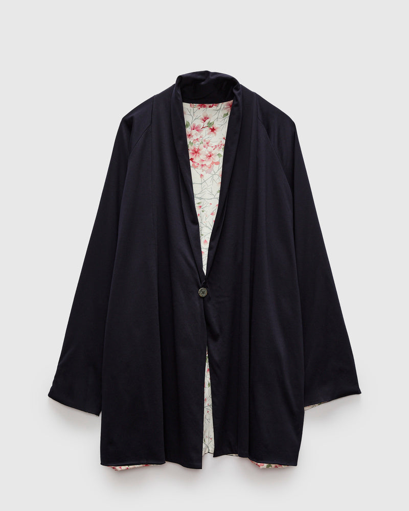 "Sakura Kaza" Reversible Knit Haori in White
