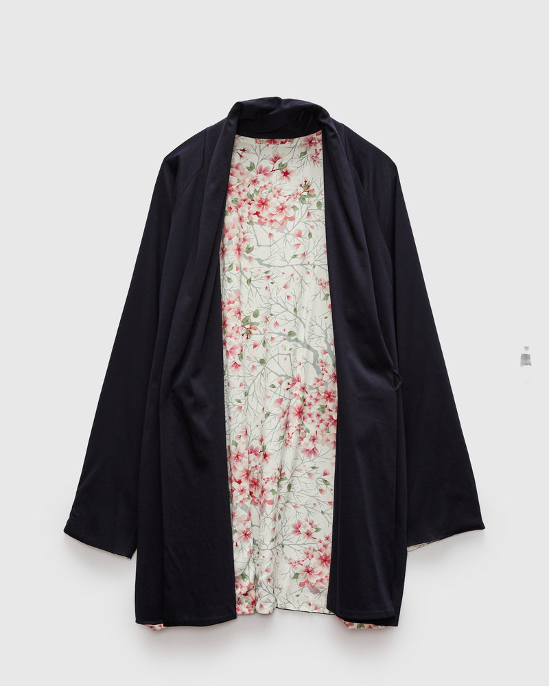 "Sakura Kaza" Reversible Knit Haori in White