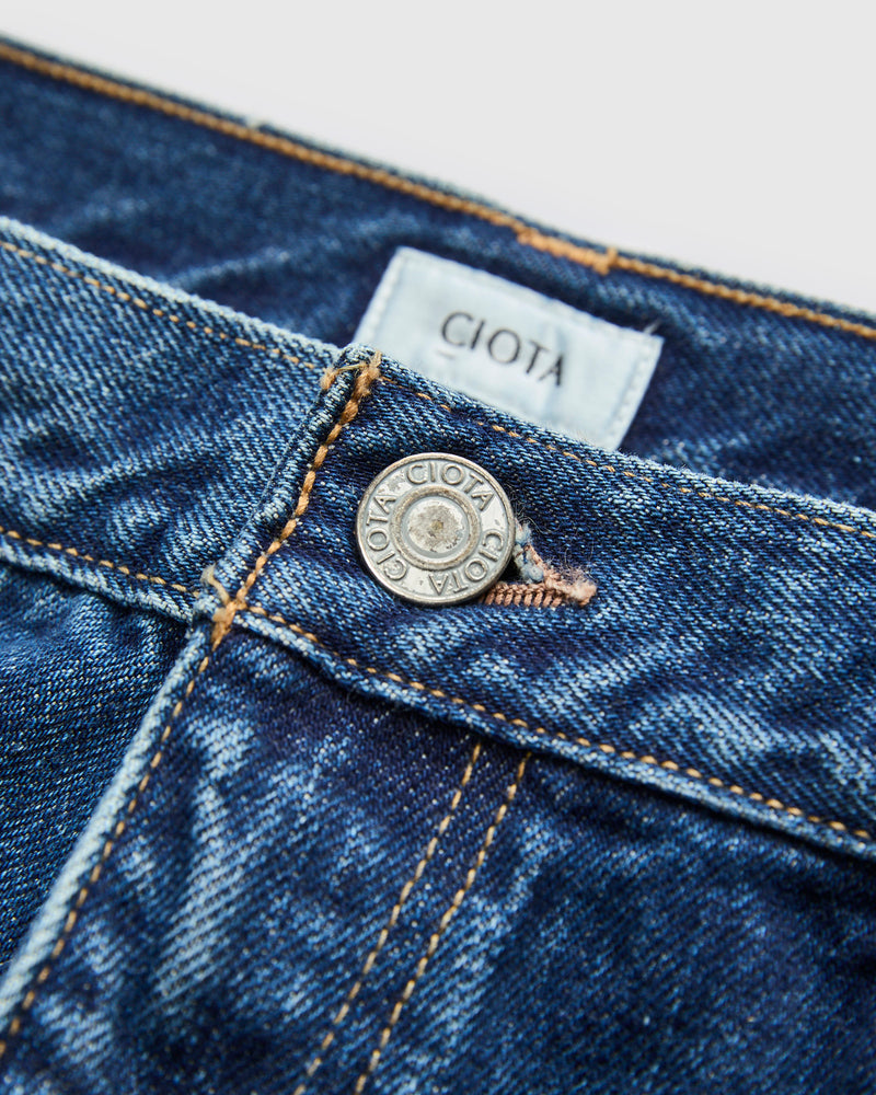 Baggy 5 Pocket Selvedge Denim Pants in Medium Blue