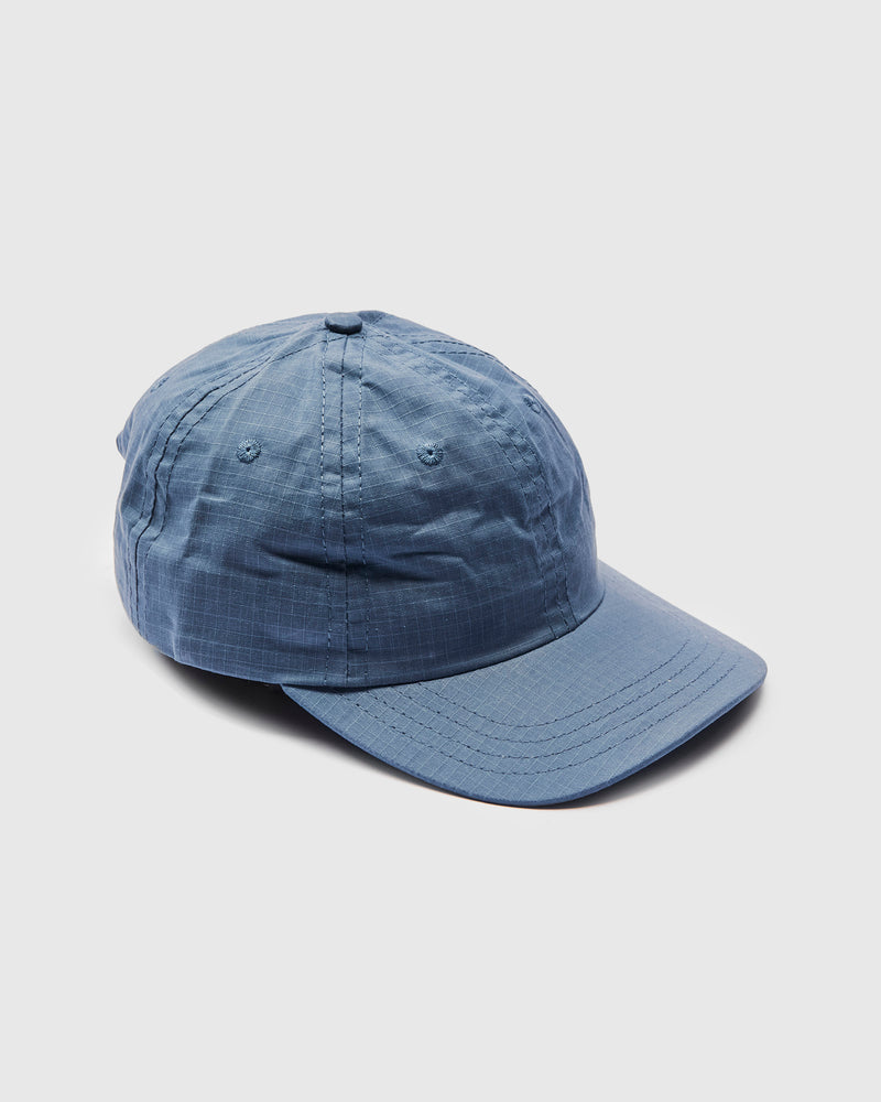 Baseball Hat in Waxed Ripstop Faded Blue