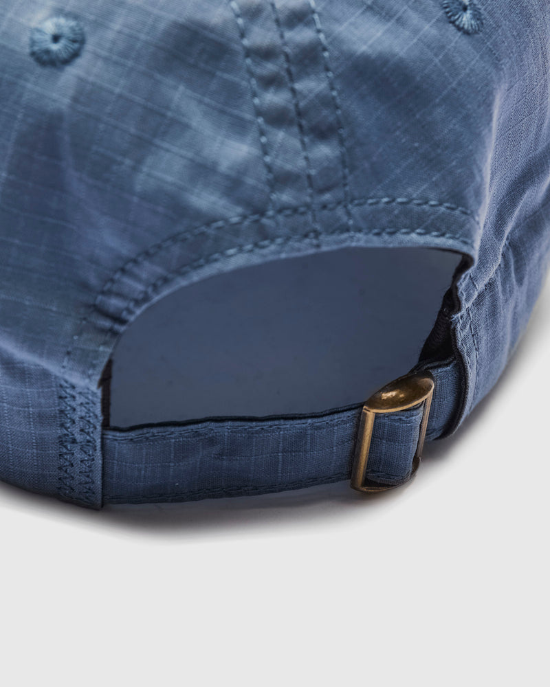 Baseball Hat in Waxed Ripstop Faded Blue