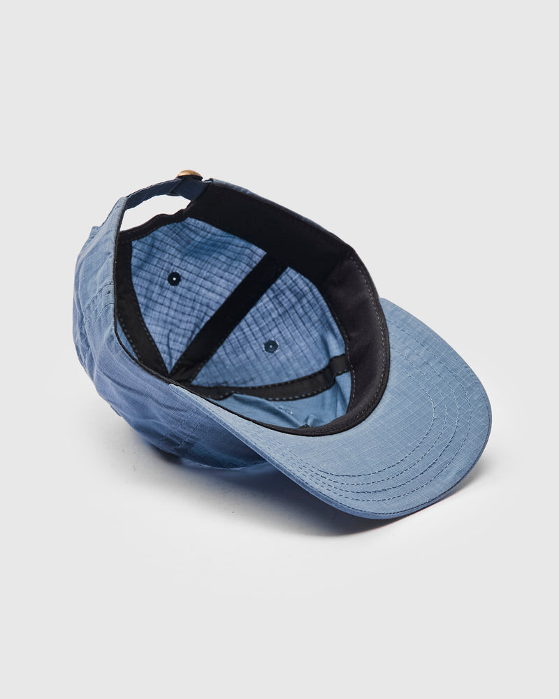 Baseball Hat in Waxed Ripstop Faded Blue