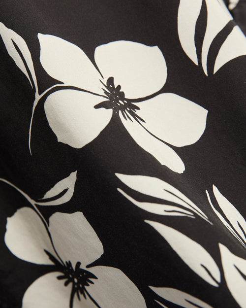Camp Shirt in Black Natural Tencel Floral Print