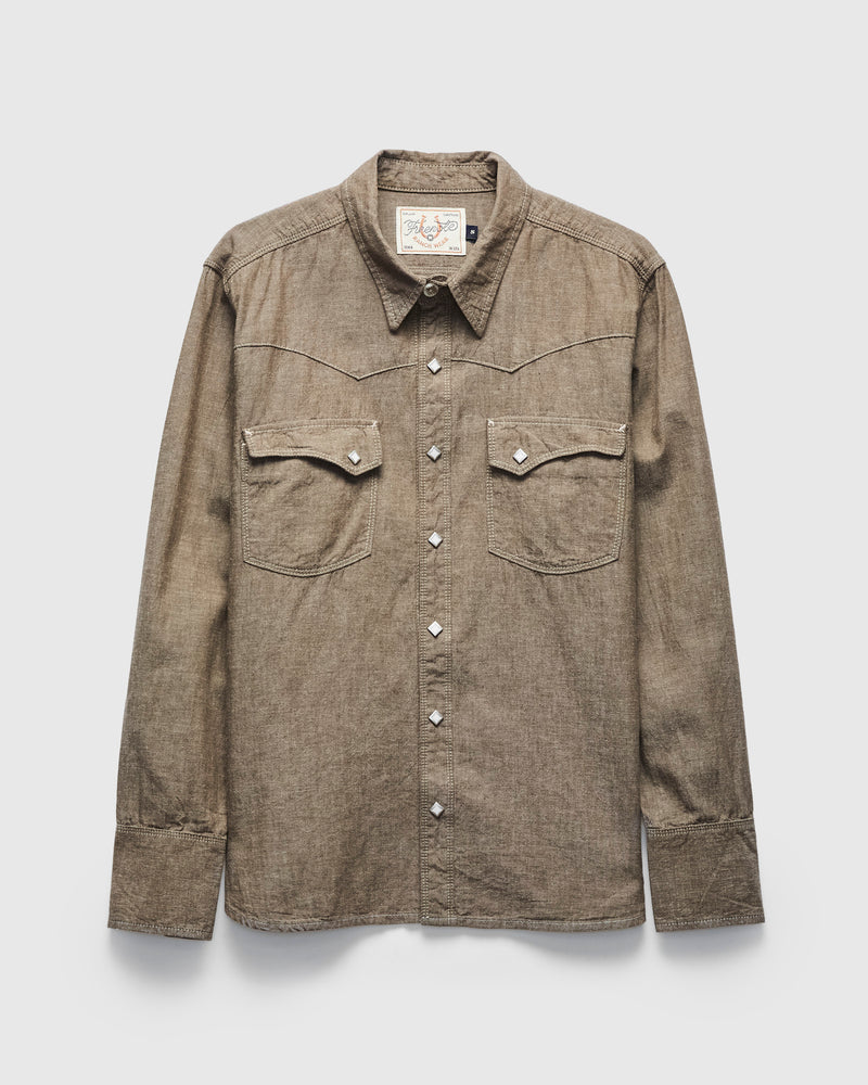 Calico Western Shirt in Dusty Brown