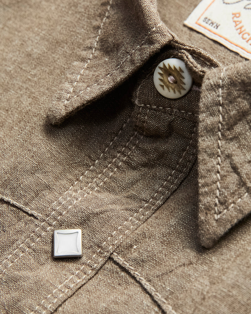 Calico Western Shirt in Dusty Brown