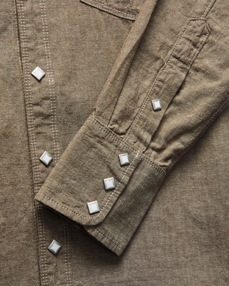 Calico Western Shirt in Dusty Brown