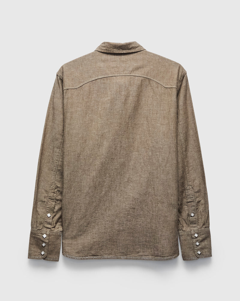 Calico Western Shirt in Dusty Brown