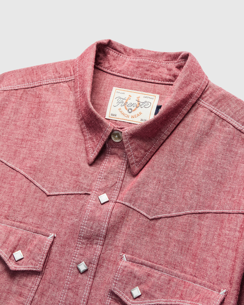Calico Western Shirt in Dusty Red