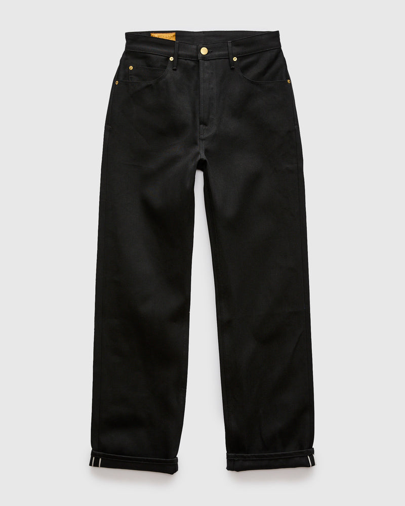 "Black Modesto" 15.75oz Double Black Selvedge Denim - Wide Straight Fit