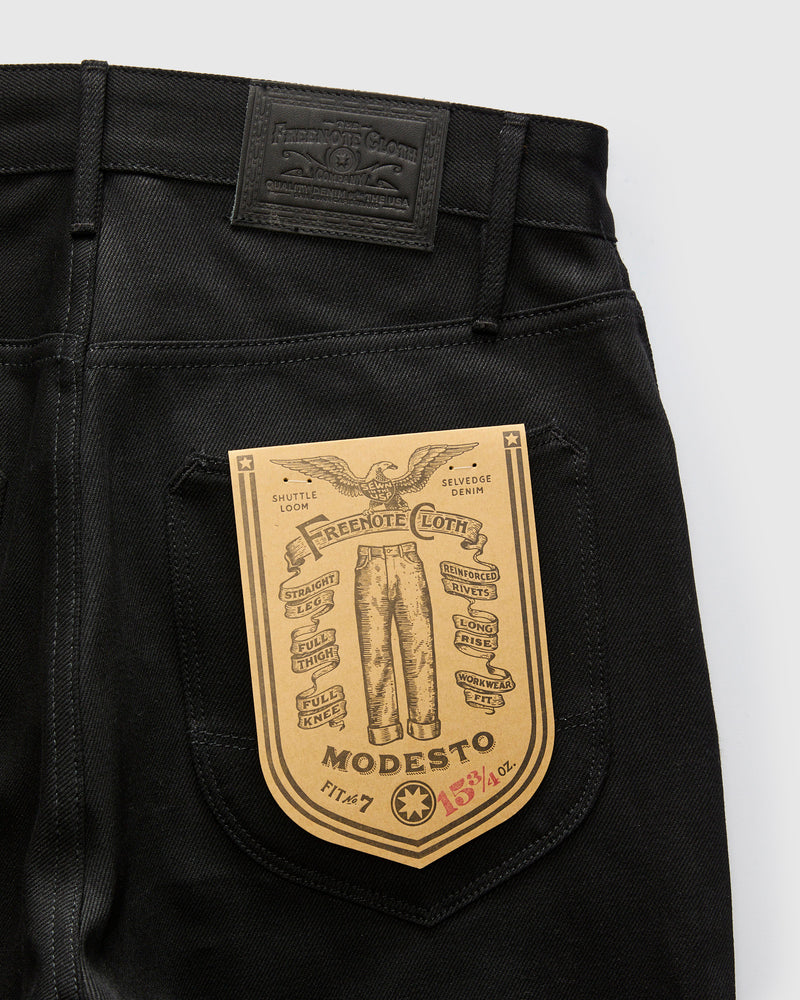"Black Modesto" 15.75oz Double Black Selvedge Denim - Wide Straight Fit
