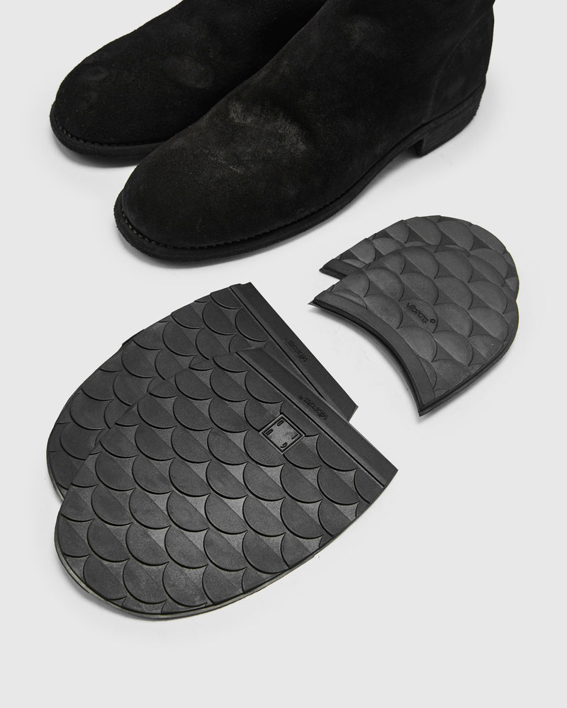 988 Back Zip Boot in Black Reverse Horse Leather