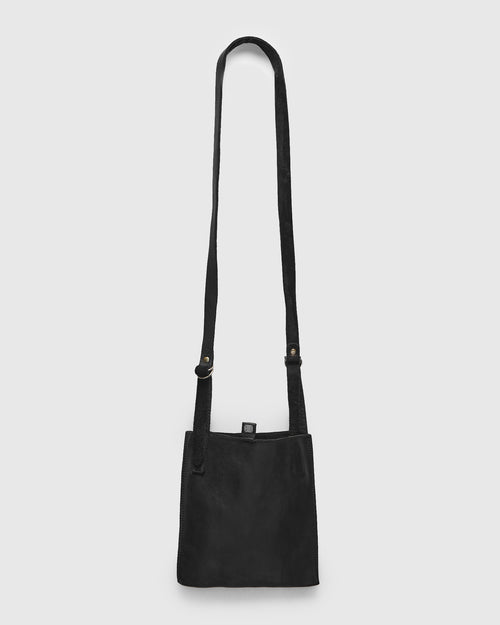 FT2 Flat Crossbody Bag in Black Full Grain Horse Leather
