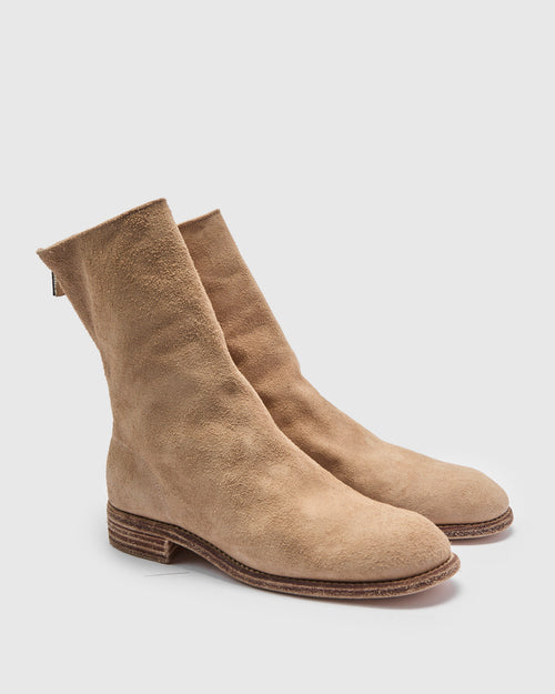 988 Back Zip Boot in Sand Beige Reverse Horse Leather
